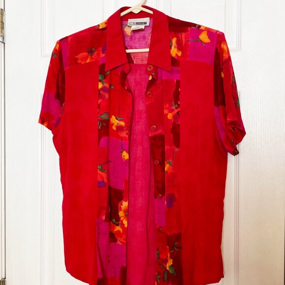 Vintage 80s Sleeveless Red Dress w/Slit, size Lg, and Matching Jacket, Size Med - Picture 5 of 11